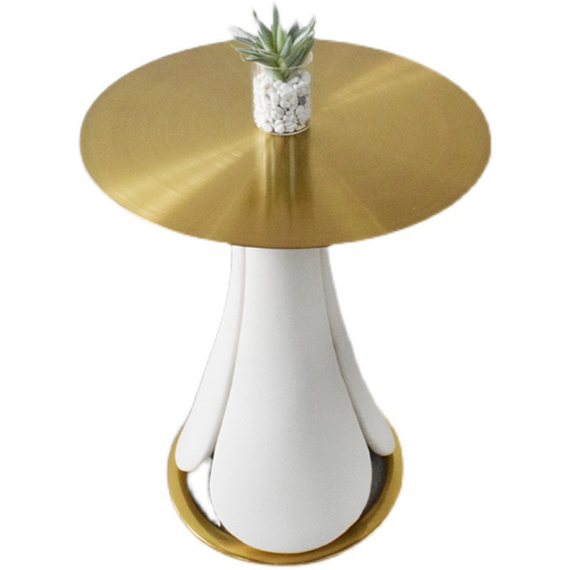 Sintered Stone Round Coffee Table PU Leather and Metal Pedestal Sintered Stone Round Coffee Table PU Leather and Metal Pedestal